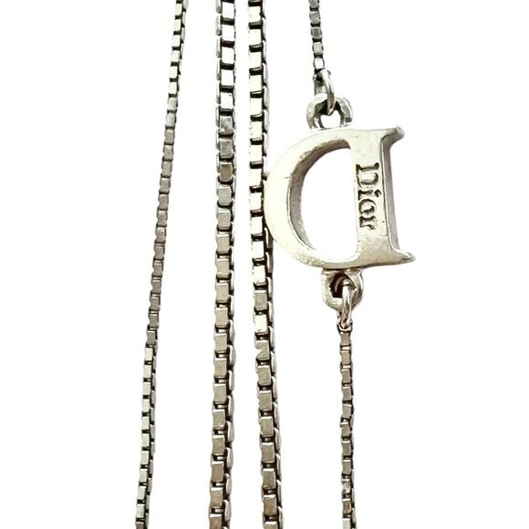 AUTH VTG Christian Dior Silver Long Chain D Charm Logo Fringe Tassel Earrings - Picture 15 of 15